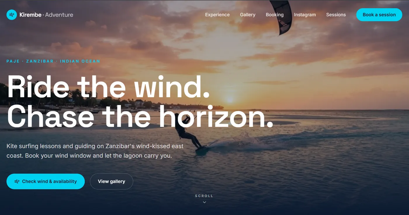 Kirembe Adventures — Kitesurfing · Zanzibár